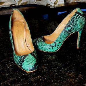 Green and Black Snake print Heels