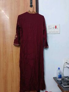Maroon Embroidered Kurta