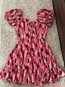 Vibrant Puff Sleeve Cut Out Mini Dress