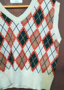 Argyle Knit Sweater Vest