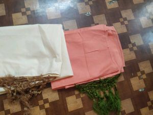 White And Peach Colour Ethnic Dupatta Set