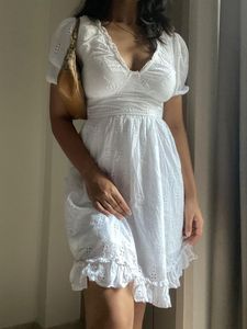 White Eyelet Mini Dress