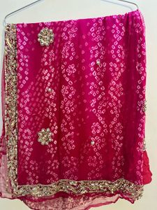 Bandhej  Rose Pink Wedding Wear Saree