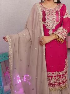 Maroon Embroidered Kurta Set