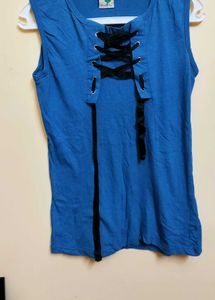 Blue Sleeveless Casual Top