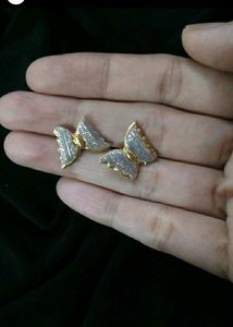 2 Combo PinkGold Combination Round Earrings+studs