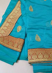 Elegant Blue Embroidered Saree