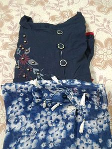 Long Round Kurta With Small Scarf.