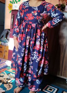 Blue Frock Suit With Plazo