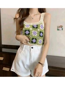 Crochet Floral Crop Tank Top