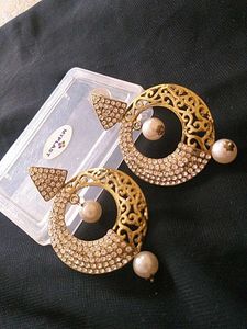 Gold Tone Pearl Drop Earrings