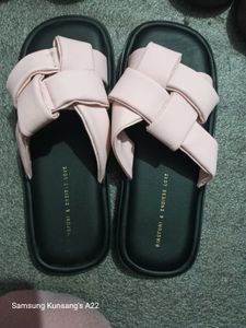 Pink Woven Slides