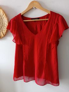 Forever New Red Ruffle Sleeve Top