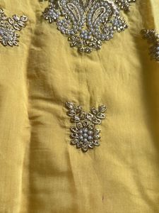 Beautiful Yellow Pearl Embroidered Ladies Kurta
