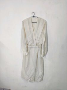 Elegant Cream Wrap Dress