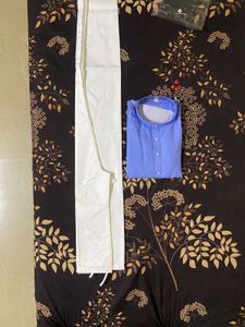 Men&#39;s Kurta Set - Blue &amp; White