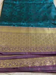 Elegant Teal & Gold Saree