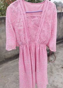 Pink Floral Midi Dress