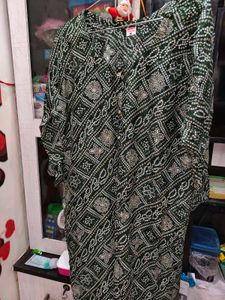 Green Printed Kurta