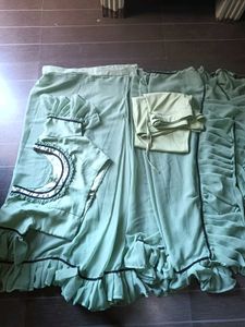 Elegant Greensaree with Ruffles ready to wear sare