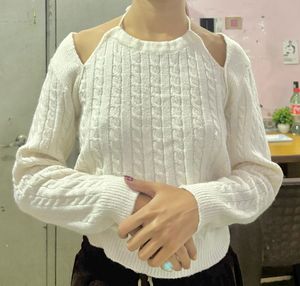 Cute Knit Cutout Shoulder Sweater