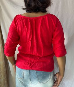 Red Embroidered Top