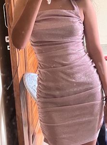 New Me Halter Neck Shimmer Dress