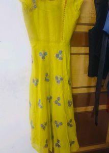 Yellow Embroidered Anarkali Dress