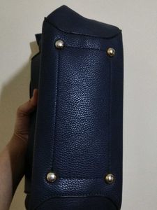Navy Blue Turn-Lock Handbag