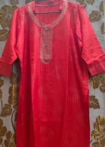 Red Embellished Kurti