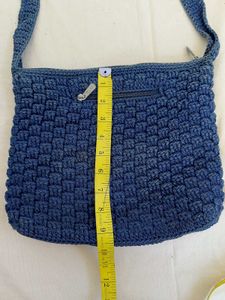 Blue Crocheted Shoulder Bag