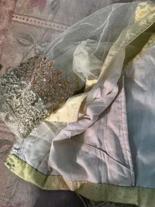 Embroidered Floral Soft Net Saree