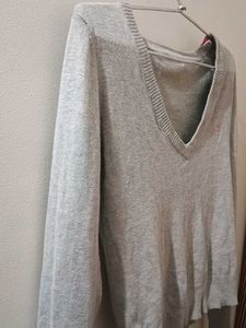 Gray V-Neck Sweater