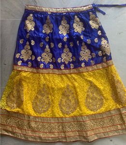 Blue And Yellow Net Lehanga (Negotiable)