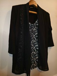 Elegant Black Layered Cardigan Top  Size M/L