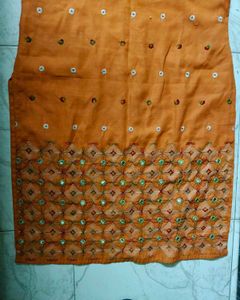 Orange Embroidered Kurti