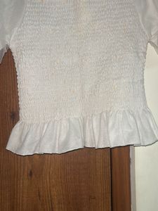White Puff Sleeve Crop Top