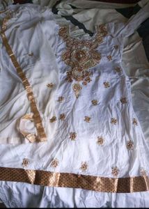 Elegant White patiyala Kurta Set