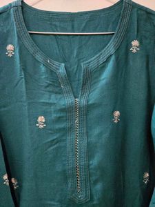 Embroidered Teal Kurta