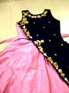 Pink And Navyblue Gown .