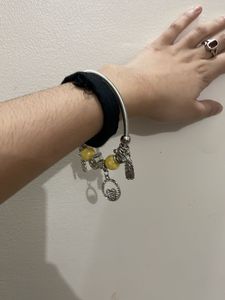 Black Crossbody Bag with Charming Bracelet