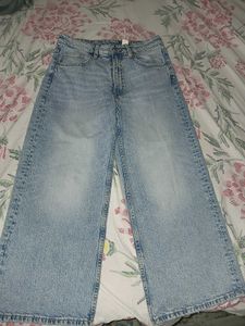 Wide Leg Crop Denim Jeans