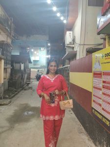 Red Embroidered Kurta Set