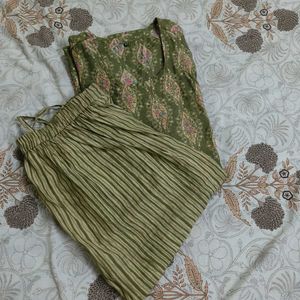 Green Printed Kurta Set