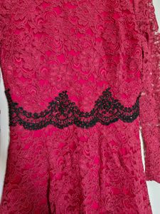 Maroon A-line Dress