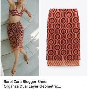 Brand New Zara Organza Dual Layer Geometric Skirt