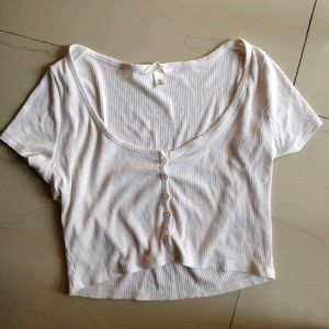 H&M Ribbed New Crop Top 🌻