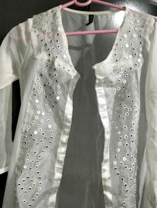 Elegant White Long Shrug