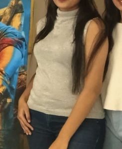 Sleeveless Silver Top with turtle neck