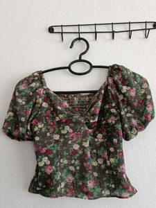 Floral Print Puff Sleeve Top